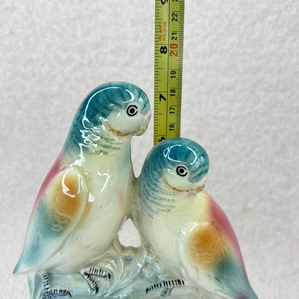 Vintage Spaulding China Co Parakeet Bird Figurine Set 1950s Lovebirds VTG Retro - Picture 9 of 14